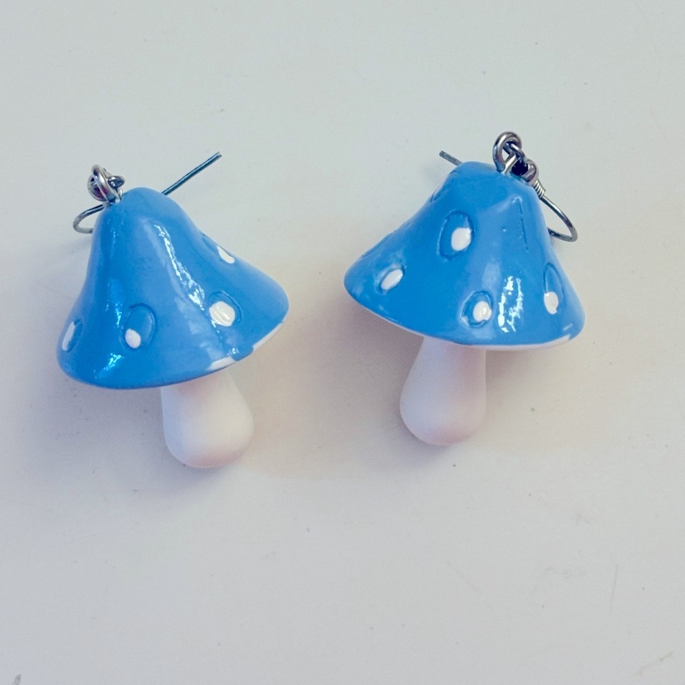 blue mushroom earrings fairycore